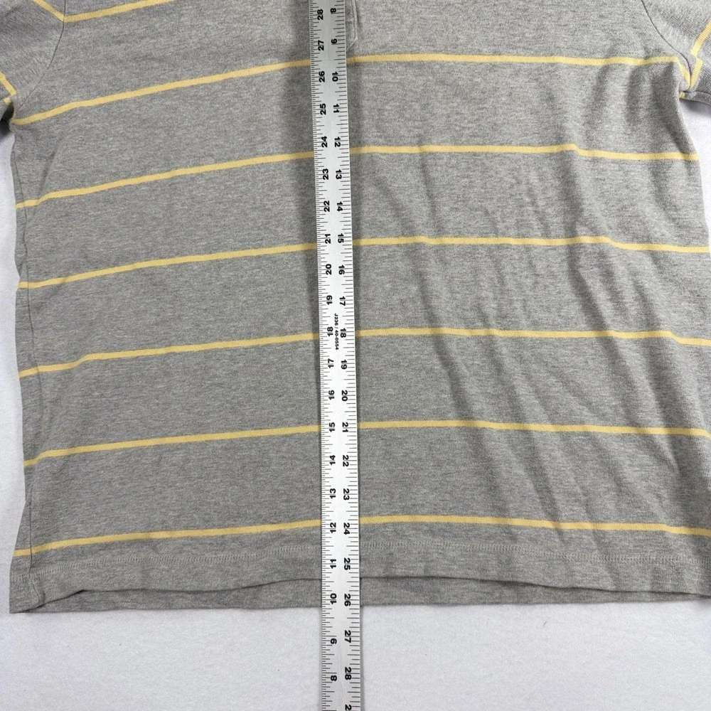 Banana Republic Jersey Knit Henley Polo Shirt Mens XL Grey Yellow Striped 2009